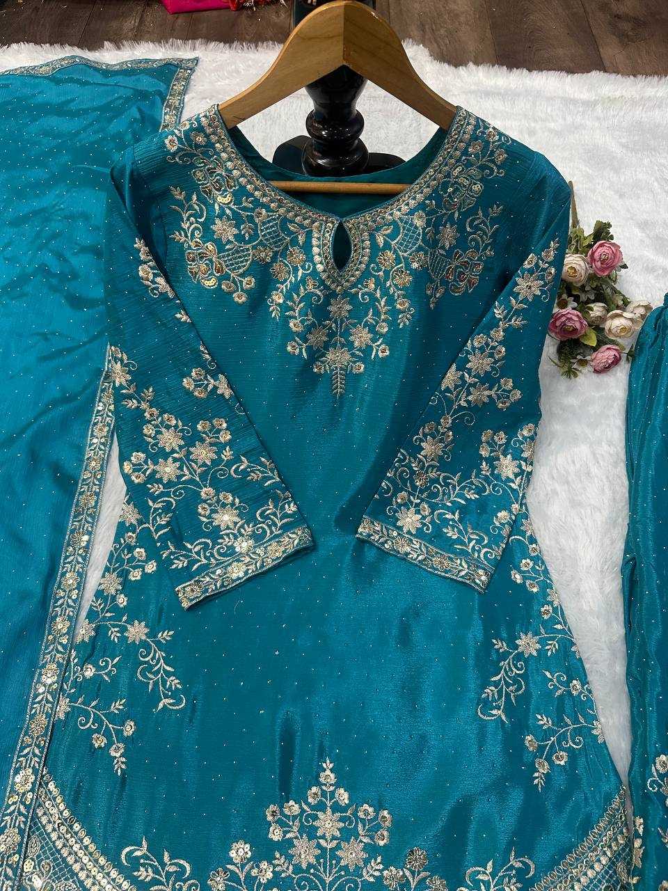 Ynf Chinon KESH523 063 Suits & Dresses Wholesale Sharara Salwar Suits Embroidery Suits Silk Suits Manufacturer