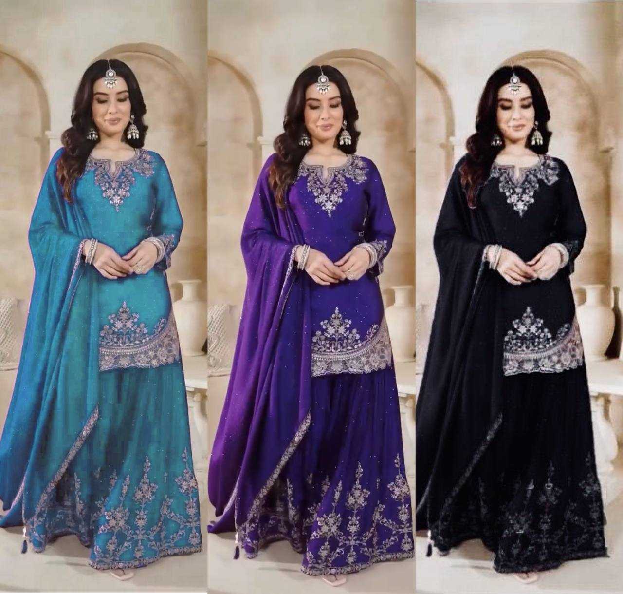 Ynf Chinon KESH523 063 Suits & Dresses Wholesale Sharara Salwar Suits Embroidery Suits Silk Suits Manufacturer