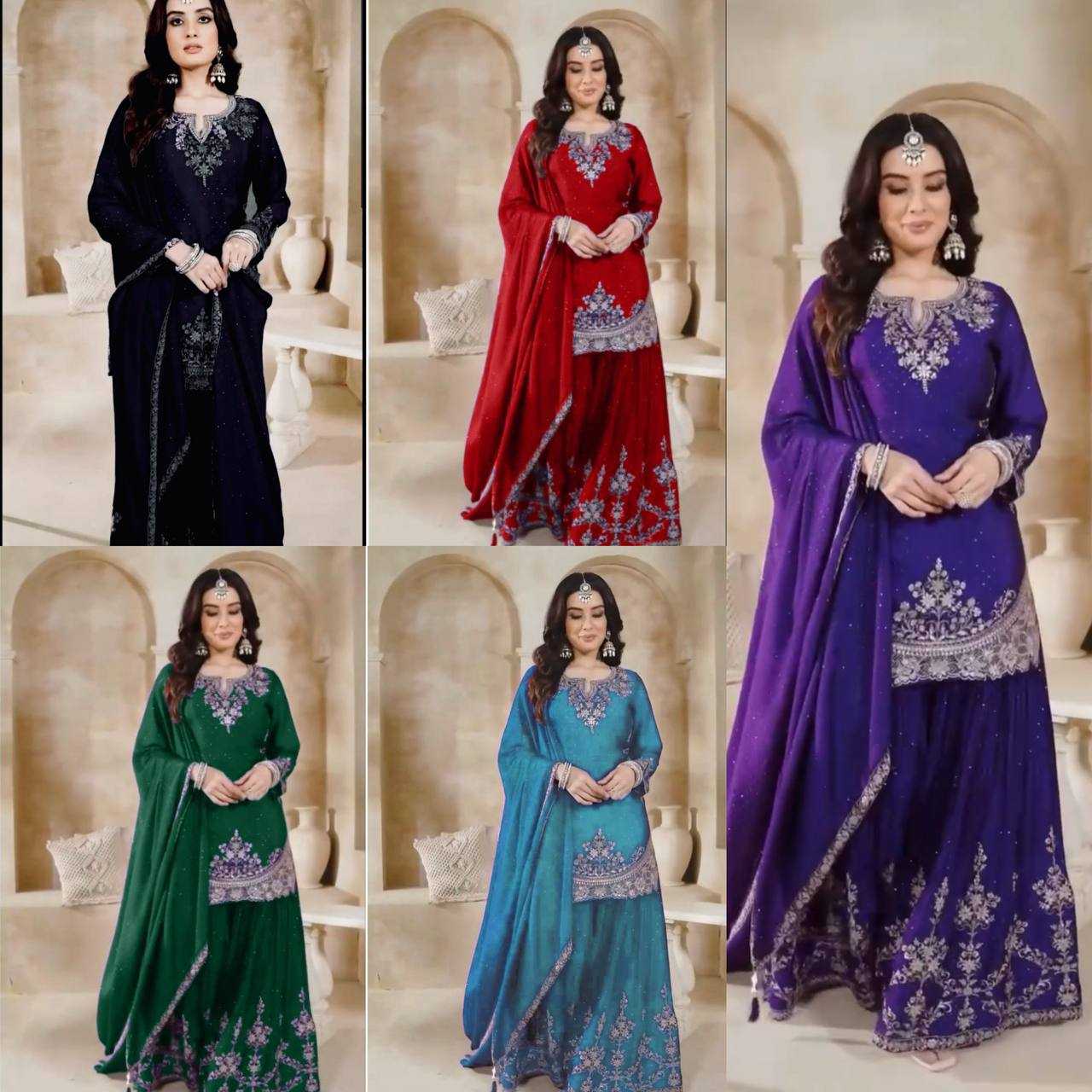 Ynf Chinon KESH523 063 Suits & Dresses Wholesale Sharara Salwar Suits Embroidery Suits Silk Suits Manufacturer