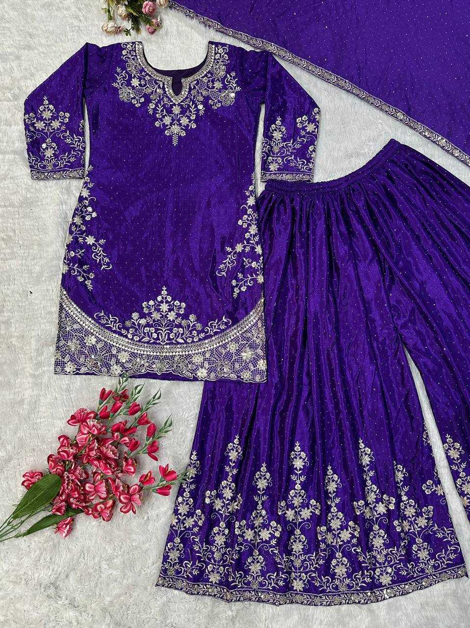 Ynf Chinon KESH523 063 Suits & Dresses Wholesale Sharara Salwar Suits Embroidery Suits Silk Suits Manufacturer
