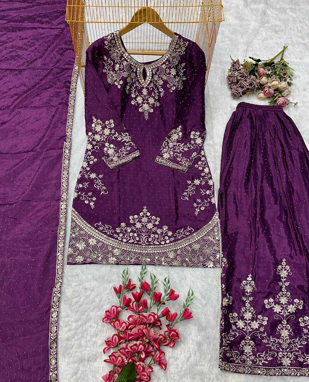 Ynf Chinon KESH523 063 Suits & Dresses Wholesale Sharara Salwar Suits Embroidery Suits Silk Suits Manufacturer