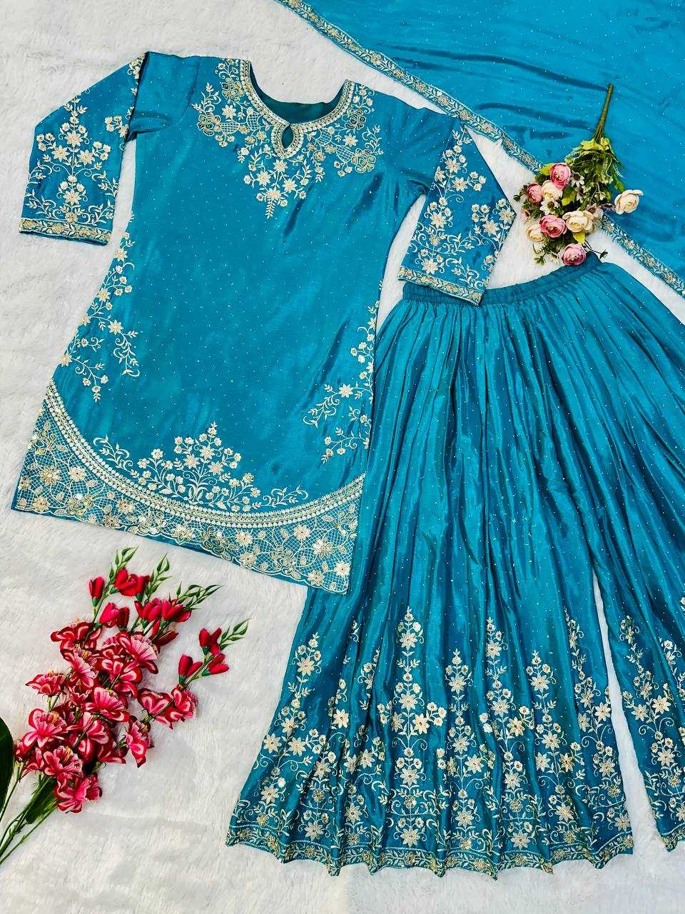 Ynf Chinon KESH523 063 Suits & Dresses Wholesale Sharara Salwar Suits Embroidery Suits Silk Suits Manufacturer