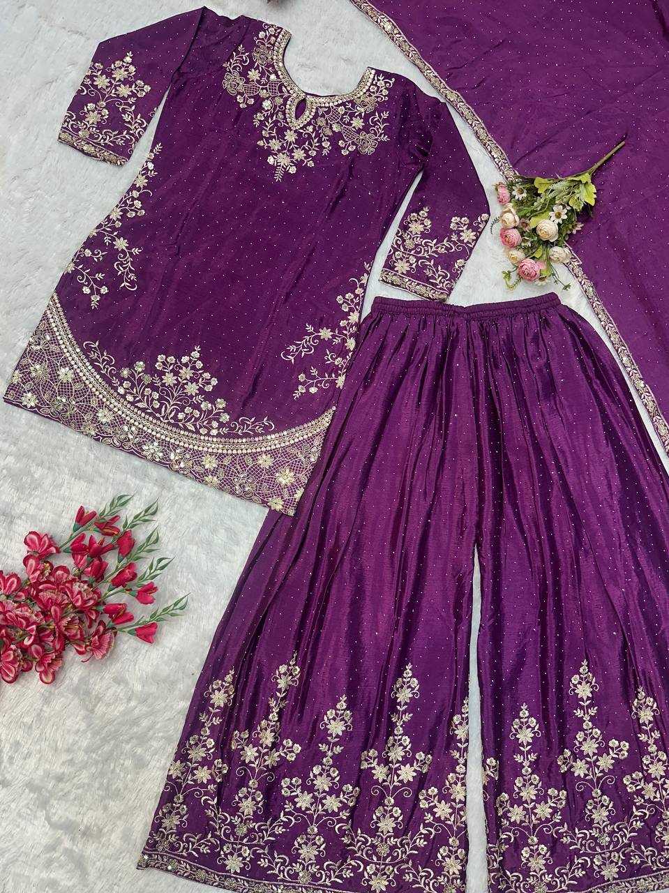 Ynf Chinon KESH523 063 Suits & Dresses Wholesale Sharara Salwar Suits Embroidery Suits Silk Suits Manufacturer