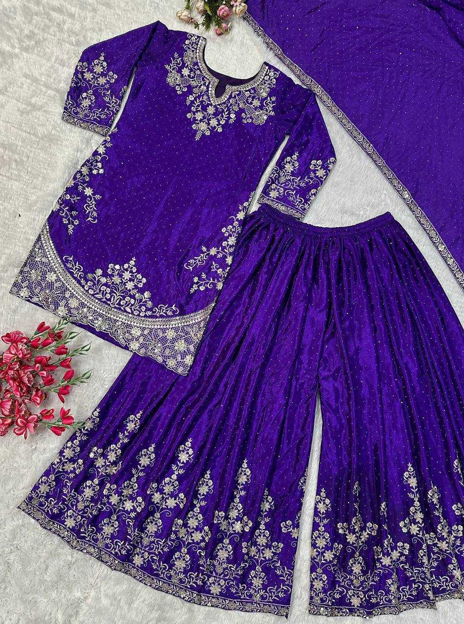 Ynf Chinon KESH523 063 Suits & Dresses Wholesale Sharara Salwar Suits Embroidery Suits Silk Suits Manufacturer