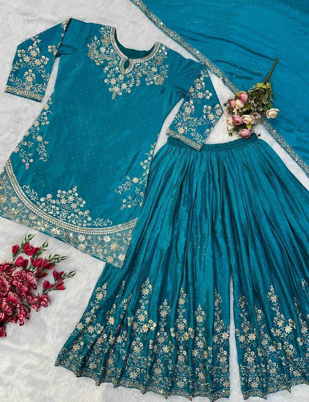 Ynf Chinon KESH523 063 Suits & Dresses Wholesale Sharara Salwar Suits Embroidery Suits Silk Suits Manufacturer