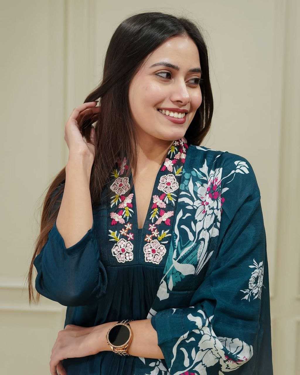 Ynf Chinon KESH529 RASMIKA Suits & Dresses Wholesale Ladies Suits Embroidery Suits Palazzo Suit Casual Dresses Manufacturer