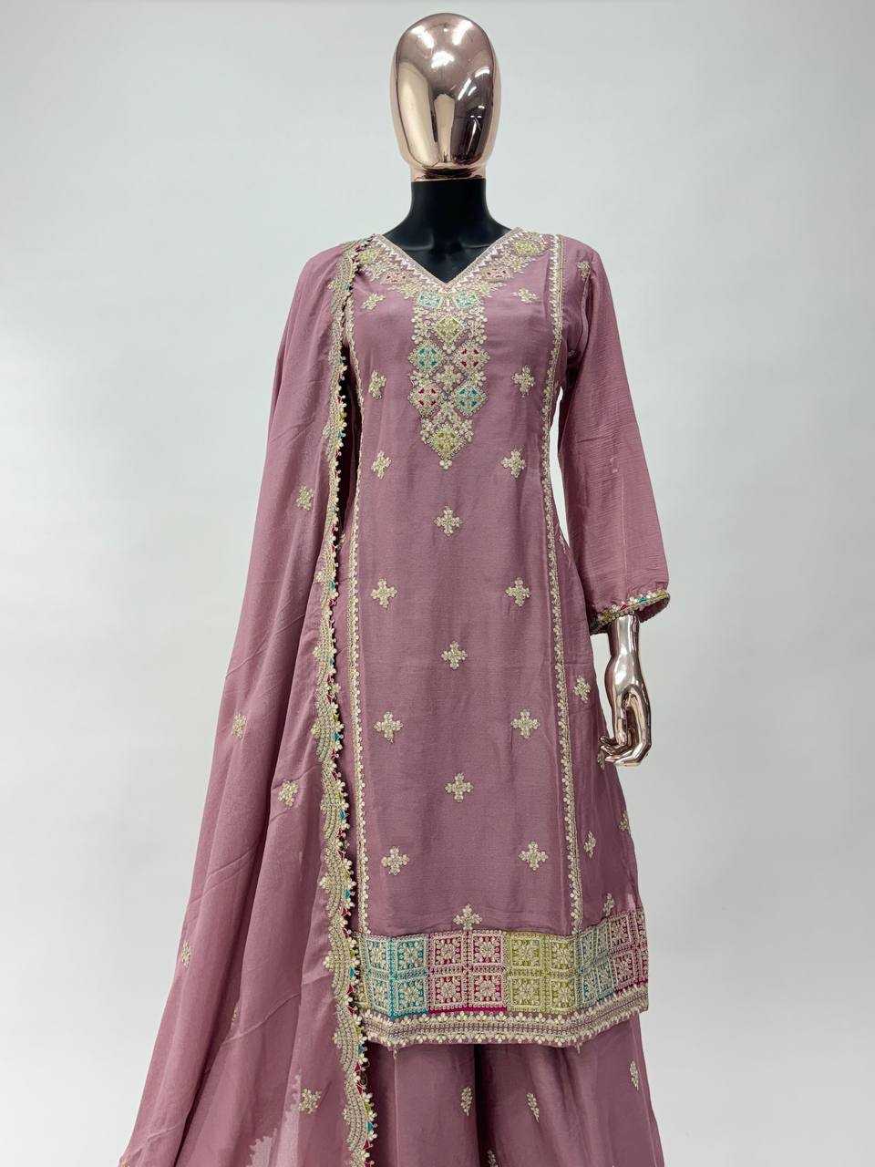 Ynf Chinon KESH546 1201 Suits & Dresses Wholesale Sharara Salwar Suits Embroidery Suits Manufacturer