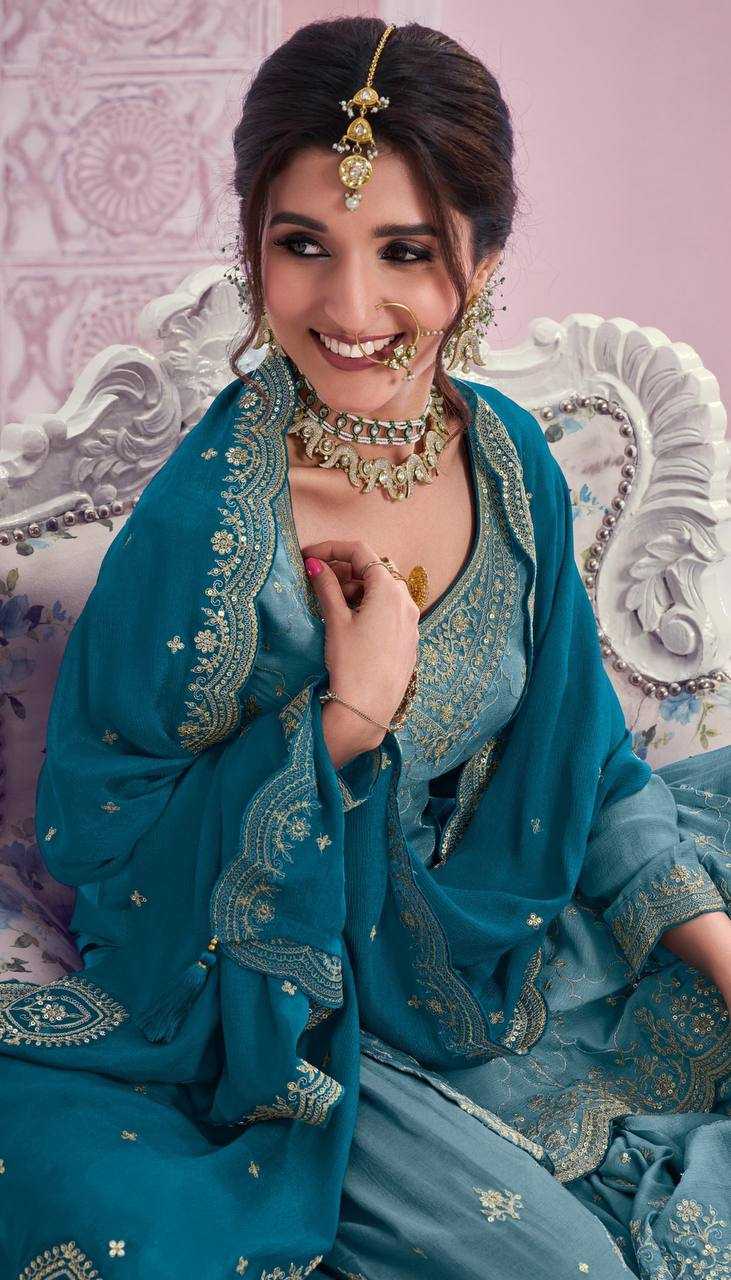 Ynf Chinon KESH546 1219 Suits & Dresses Wholesale Embroidery Suits Palazzo Suit Manufacturer