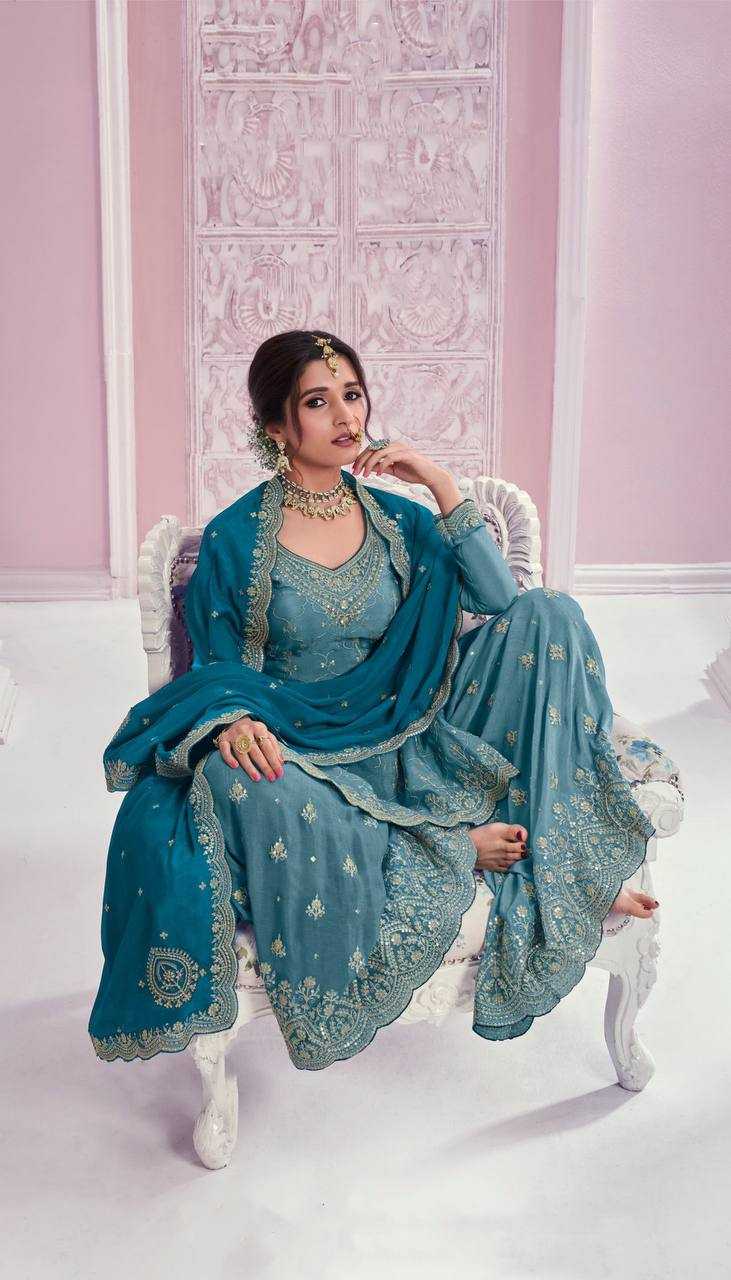 Ynf Chinon KESH546 1219 Suits & Dresses Wholesale Embroidery Suits Palazzo Suit Manufacturer