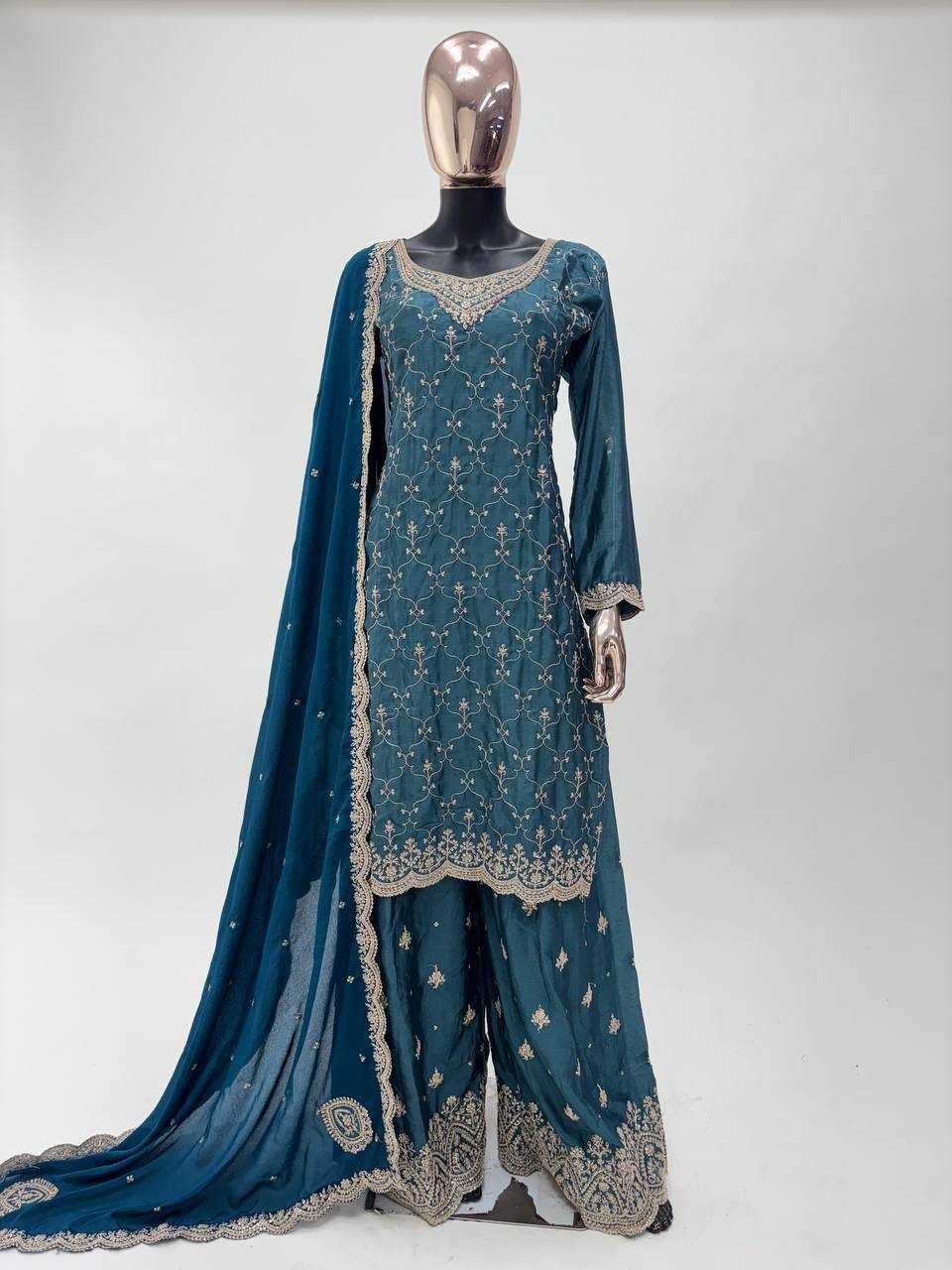 Ynf Chinon KESH546 1219 Suits & Dresses Wholesale Embroidery Suits Palazzo Suit Manufacturer