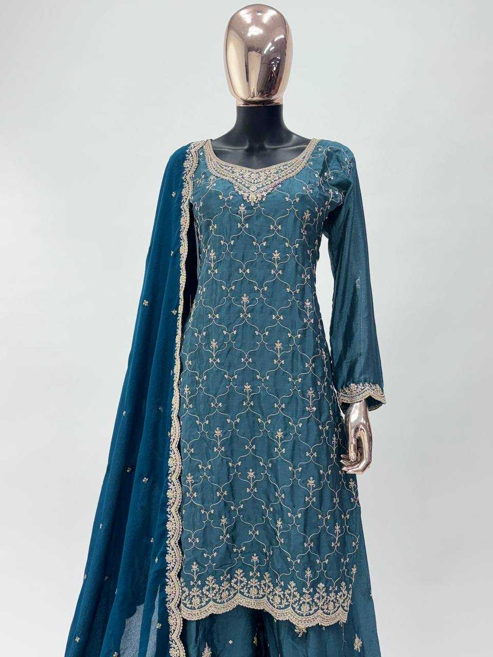 Ynf Chinon KESH546 1219 Suits & Dresses Wholesale Embroidery Suits Palazzo Suit Manufacturer