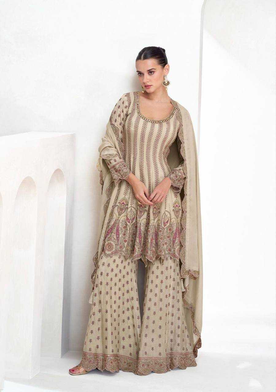 Ynf Chinon KESH546 1233 Suits & Dresses Wholesale Embroidery Suits Palazzo Suit Manufacturer