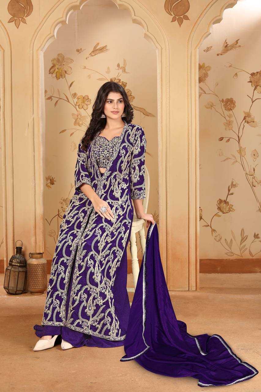 Ynf Chinon KESH546 1248 Suits & Dresses Wholesale Indo Western Dresses Embroidery Suits Manufacturer