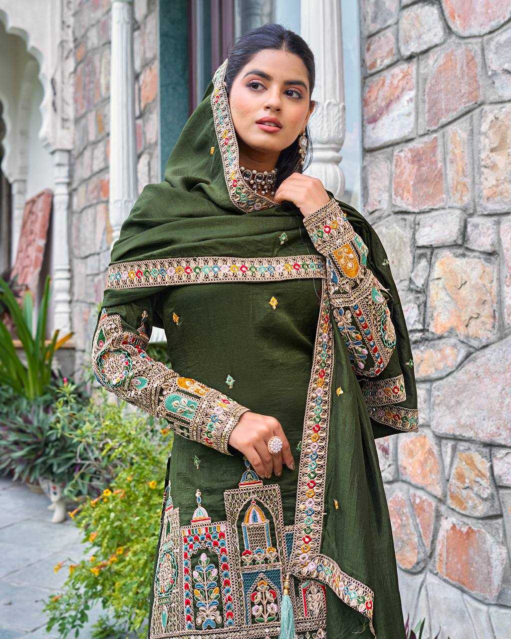 Ynf Chinon Silk KESH499 5185 Suits & Dresses Wedding Collections Festive Collections Wholesale Palazzo Suit Embroidered Suits Wedding Outfits Manufacturer