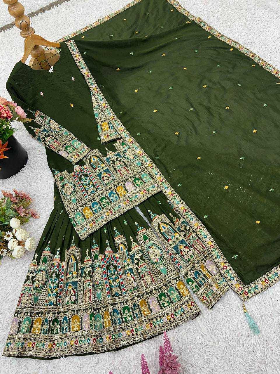 Ynf Chinon Silk KESH499 5185 Suits & Dresses Wedding Collections Festive Collections Wholesale Palazzo Suit Embroidered Suits Wedding Outfits Manufacturer