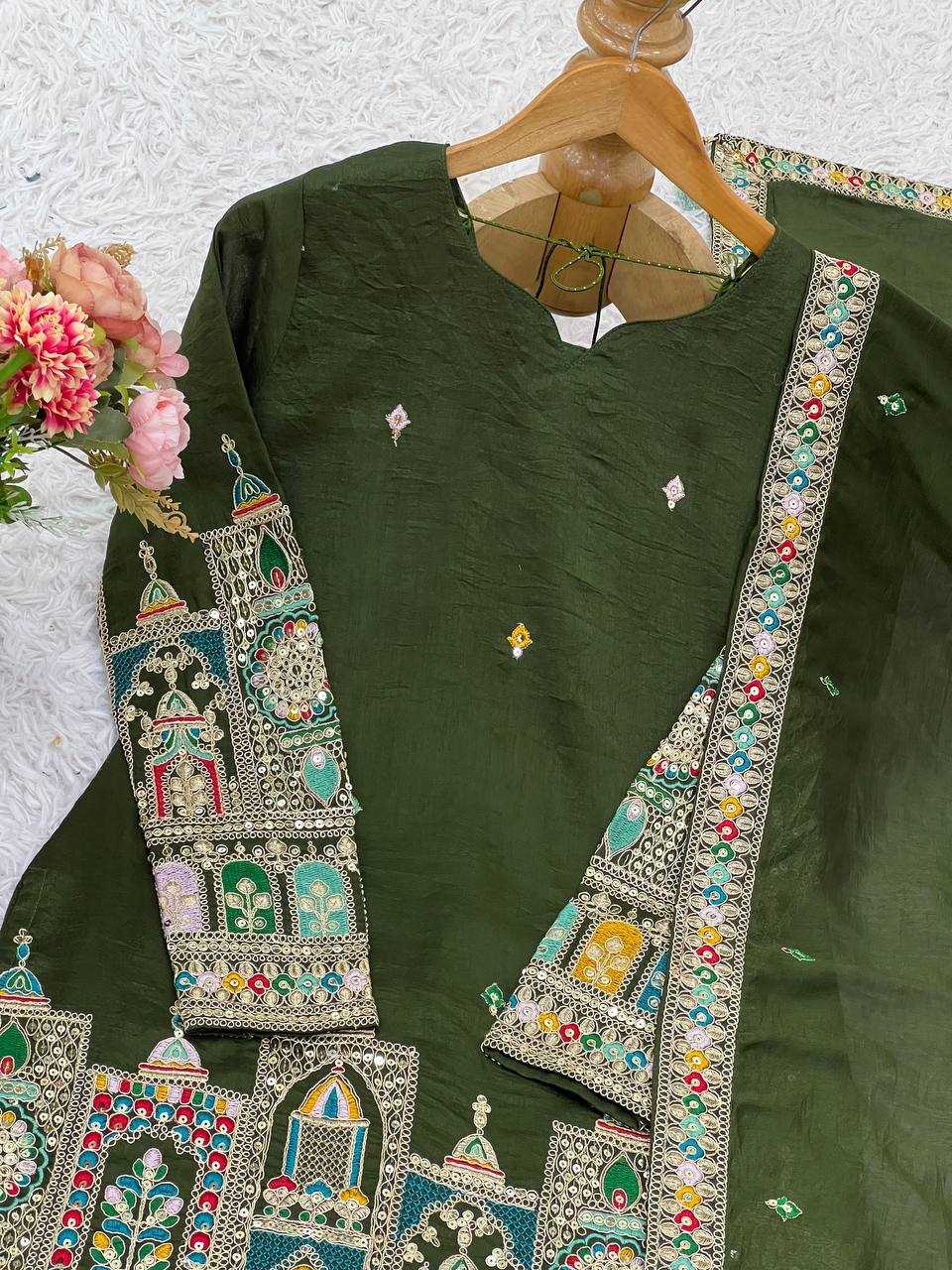 Ynf Chinon Silk KESH499 5185 Suits & Dresses Wedding Collections Festive Collections Wholesale Palazzo Suit Embroidered Suits Wedding Outfits Manufacturer
