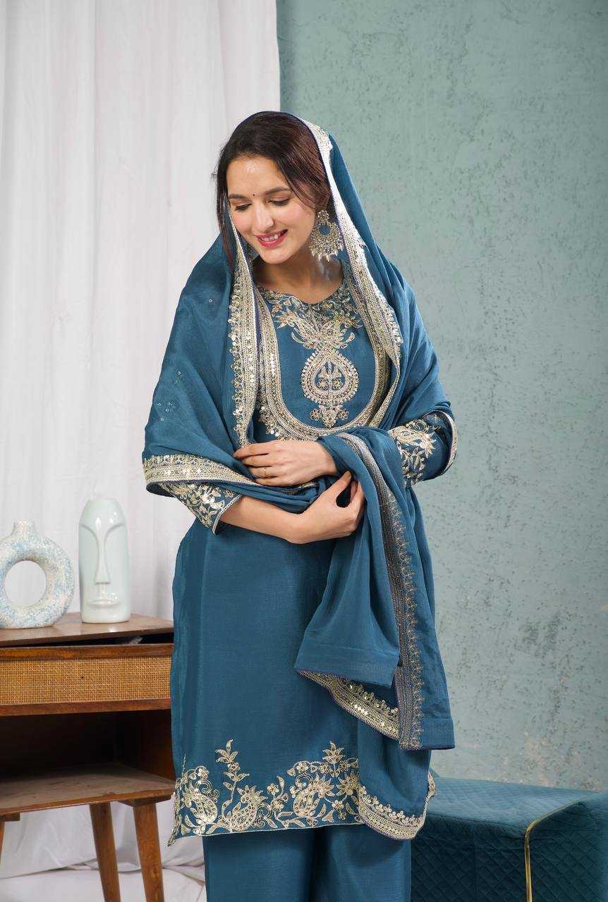 Ynf Chinon Silk KESH515 3022 Suits & Dresses Wholesale Embroidery Suits Ladies Silk Suit Designer Suits Manufacturer