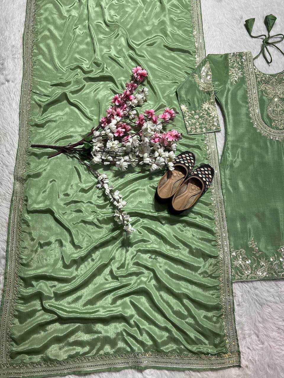 Ynf Chinon Silk KESH515 3022 Suits & Dresses Wholesale Embroidery Suits Ladies Silk Suit Designer Suits Manufacturer