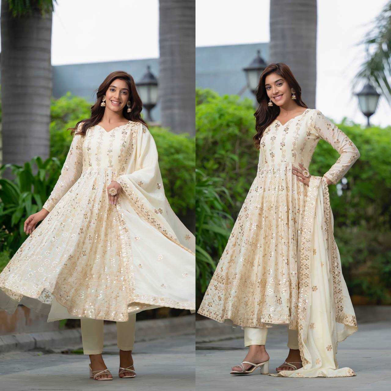Ynf Chinon Silk KESH528 454 Suits & Dresses Wedding Collections Festive Collections Wholesale Embroidery Suits Ladies Silk Suit Anarkali Suits Manufacturer