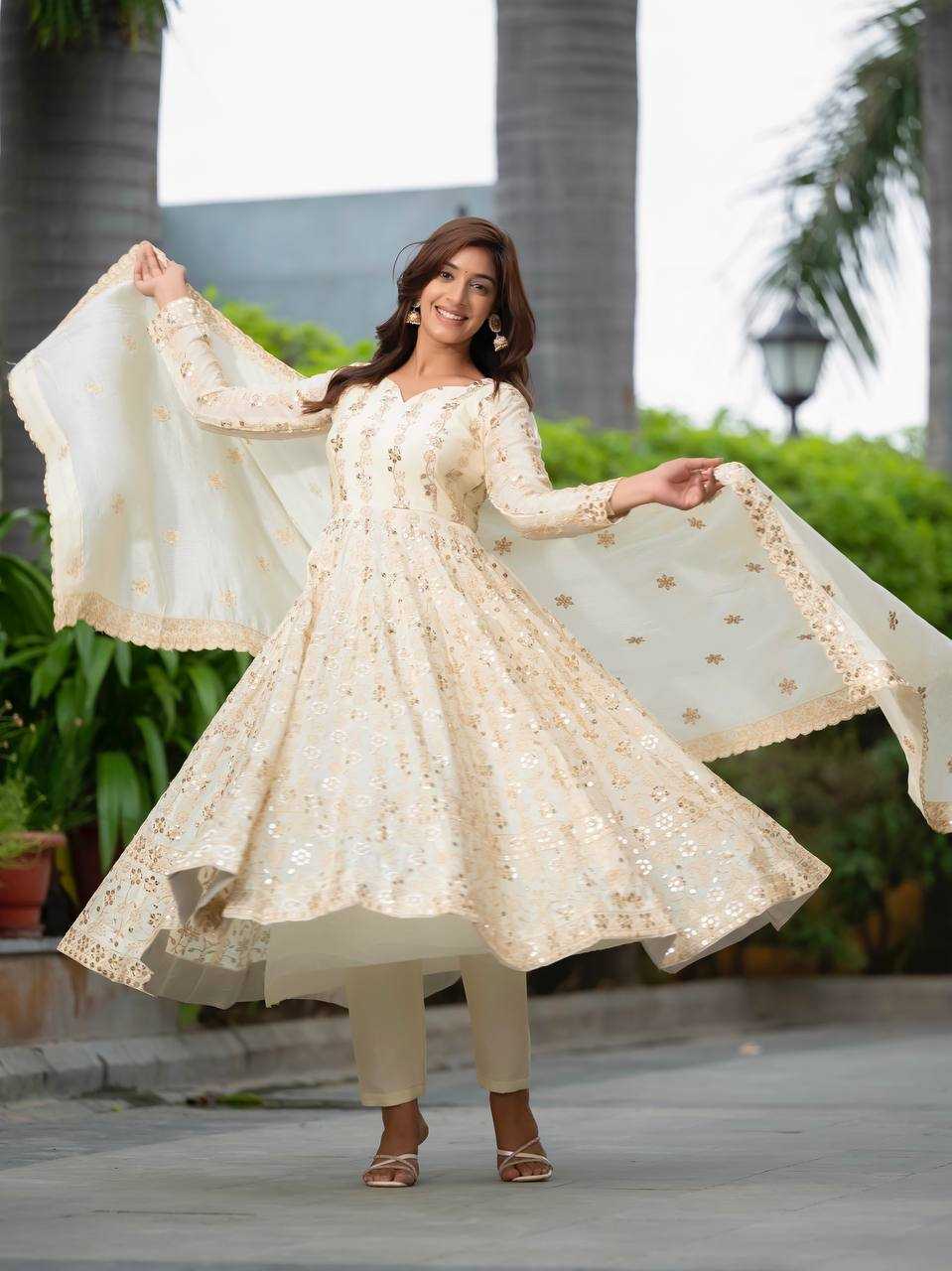 Ynf Chinon Silk KESH528 454 Suits & Dresses Wedding Collections Festive Collections Wholesale Embroidery Suits Ladies Silk Suit Anarkali Suits Manufacturer