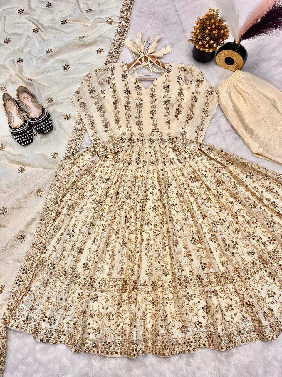 Ynf Chinon Silk KESH528 454 Suits & Dresses Wedding Collections Festive Collections Wholesale Embroidery Suits Ladies Silk Suit Anarkali Suits Manufacturer