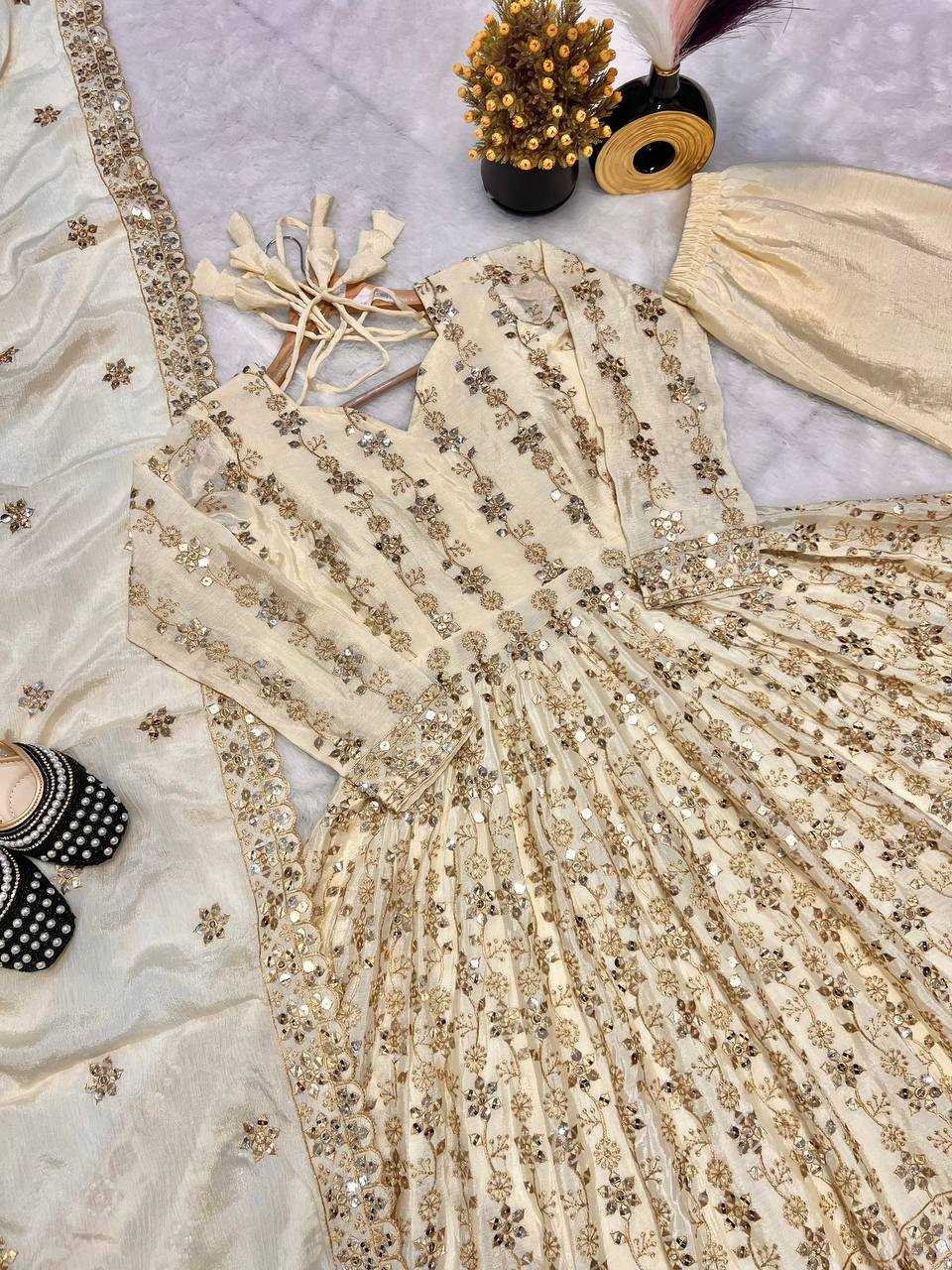Ynf Chinon Silk KESH528 454 Suits & Dresses Wedding Collections Festive Collections Wholesale Embroidery Suits Ladies Silk Suit Anarkali Suits Manufacturer