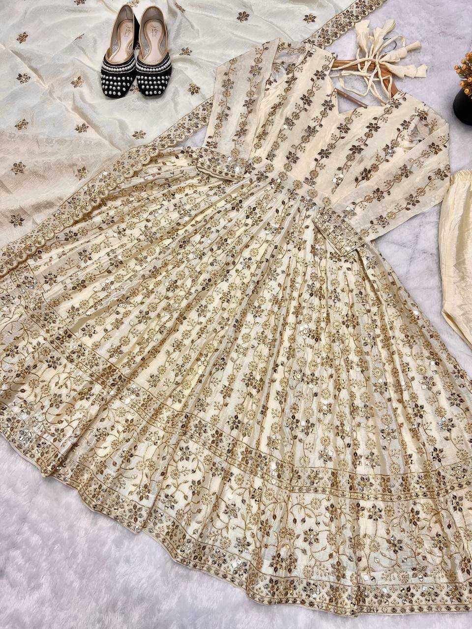 Ynf Chinon Silk KESH528 454 Suits & Dresses Wedding Collections Festive Collections Wholesale Embroidery Suits Ladies Silk Suit Anarkali Suits Manufacturer