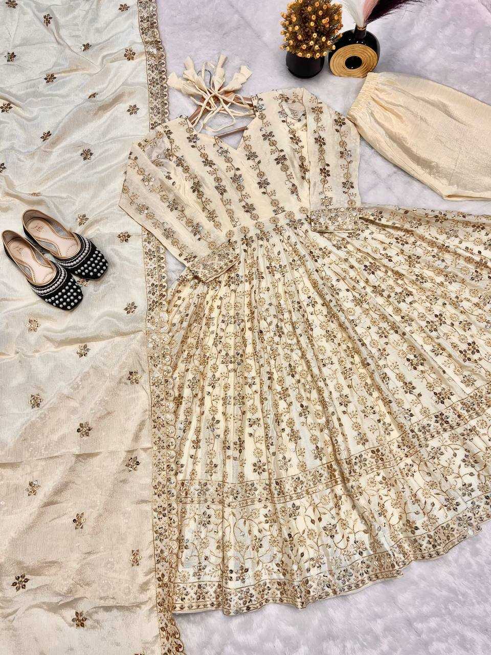 Ynf Chinon Silk KESH528 454 Suits & Dresses Wedding Collections Festive Collections Wholesale Embroidery Suits Ladies Silk Suit Anarkali Suits Manufacturer