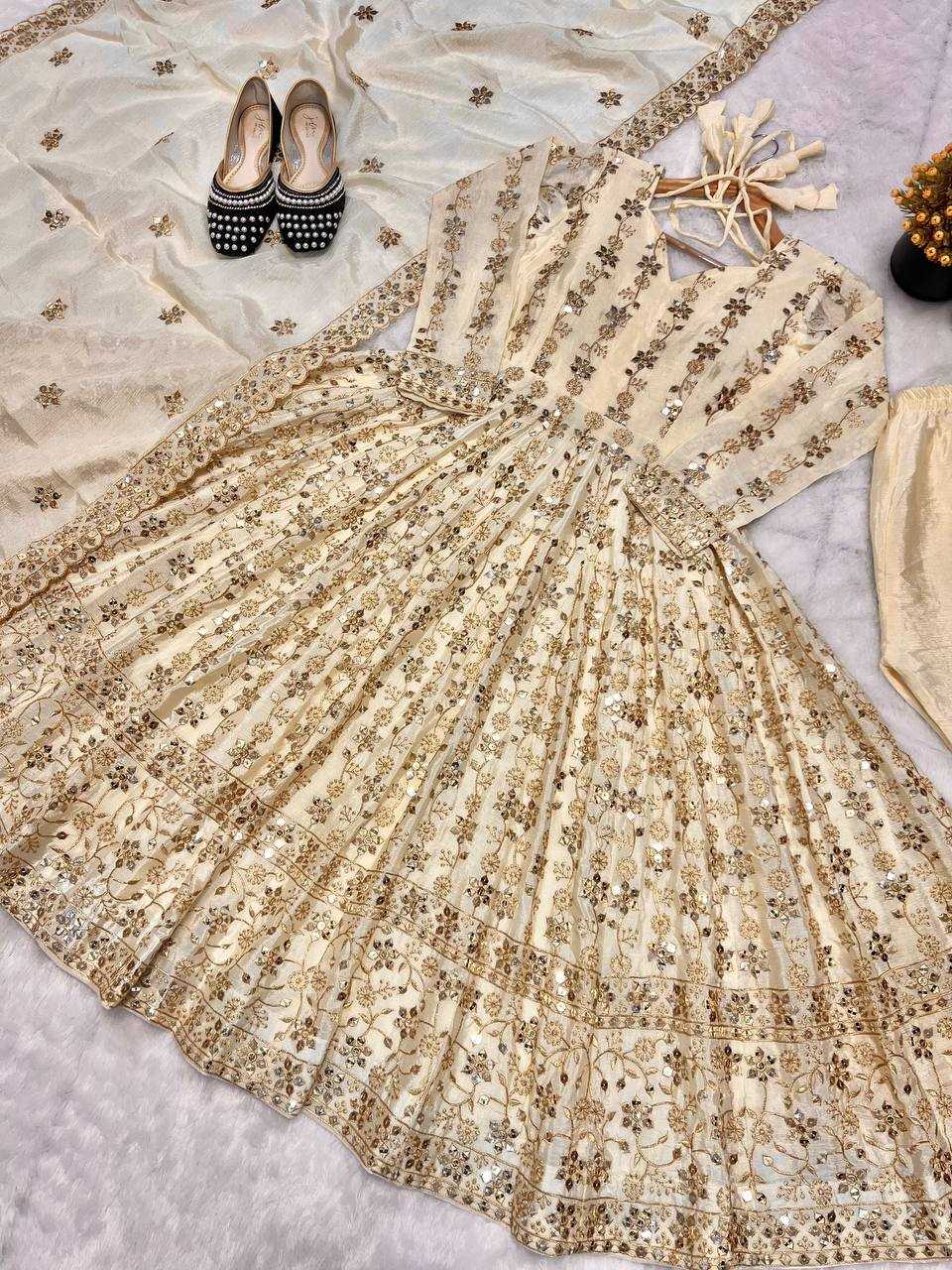 Ynf Chinon Silk KESH528 454 Suits & Dresses Wedding Collections Festive Collections Wholesale Embroidery Suits Ladies Silk Suit Anarkali Suits Manufacturer