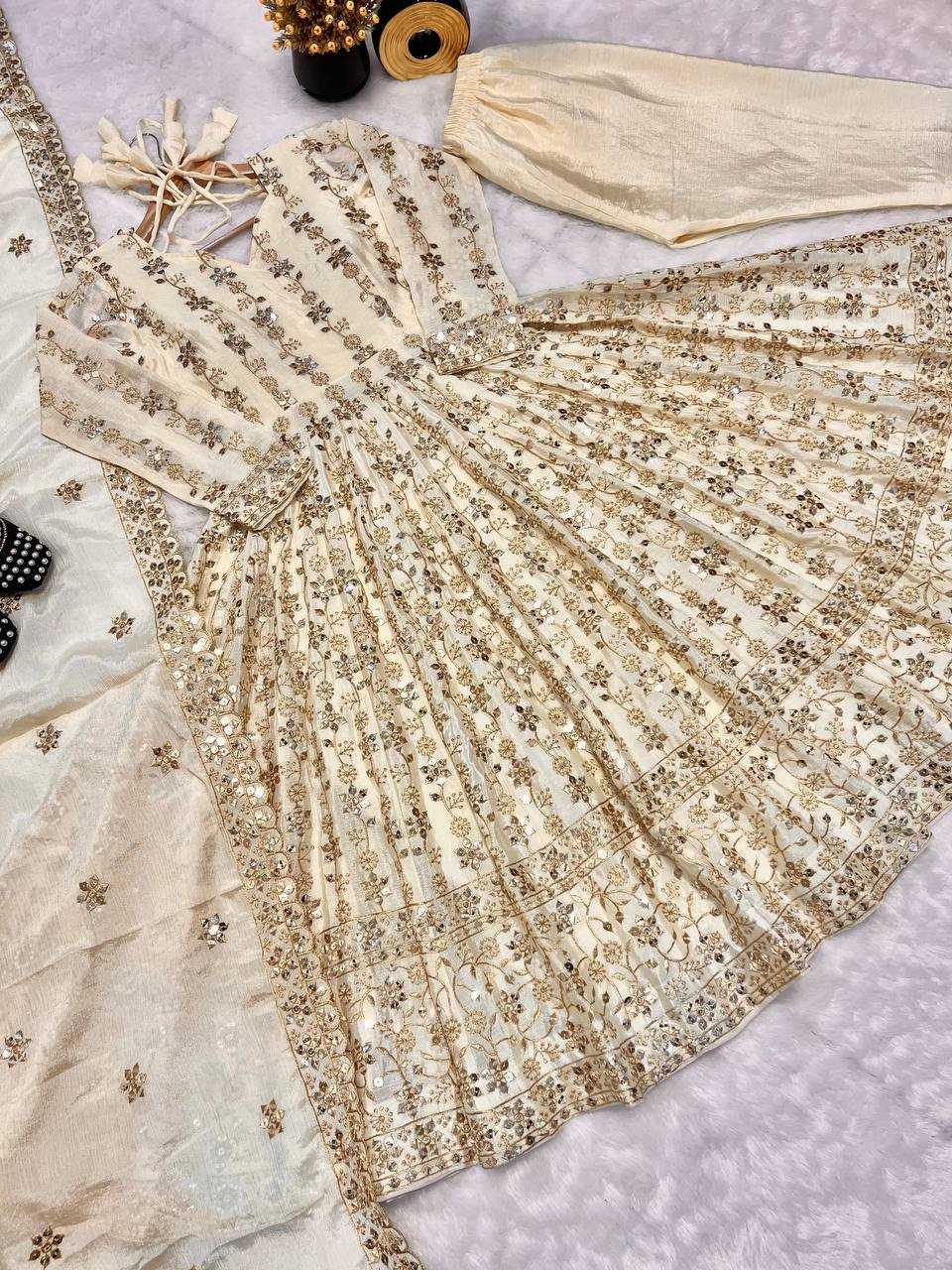 Ynf Chinon Silk KESH528 454 Suits & Dresses Wedding Collections Festive Collections Wholesale Embroidery Suits Ladies Silk Suit Anarkali Suits Manufacturer