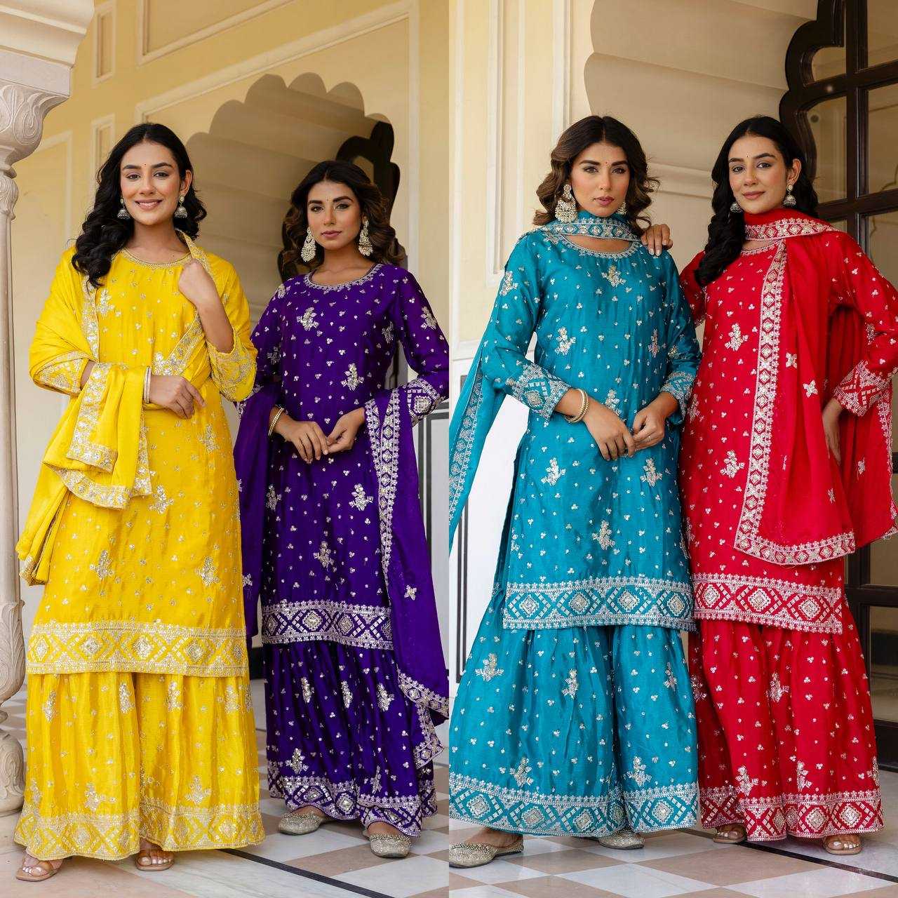 Ynf Chinon Silk KESH533 5066 Suits & Dresses Wholesale Sharara Salwar Suits Embroidery Suits Party Wear Dresses Manufacturer