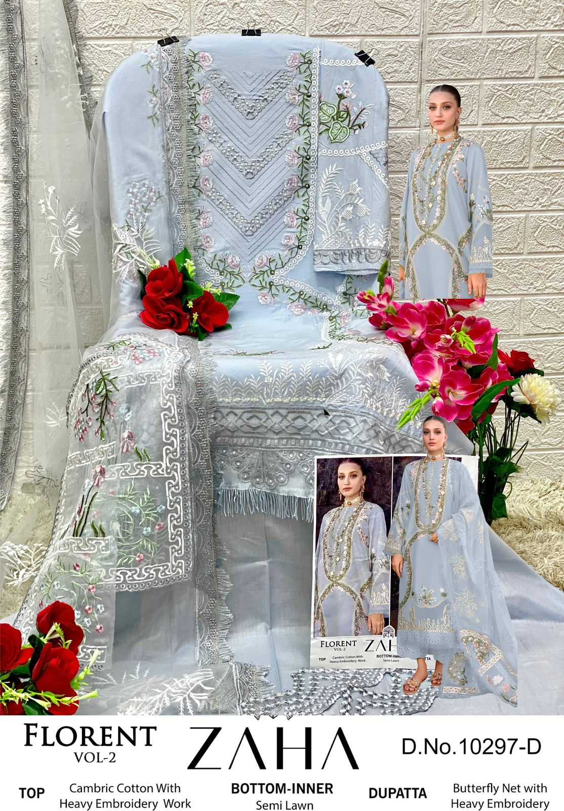 Ynf Cotton Cambric KESH444 ZAHA-10297 Suits & Dresses Wholesale Embroidery Suits Cotton Suits Designer Suits Manufacturer