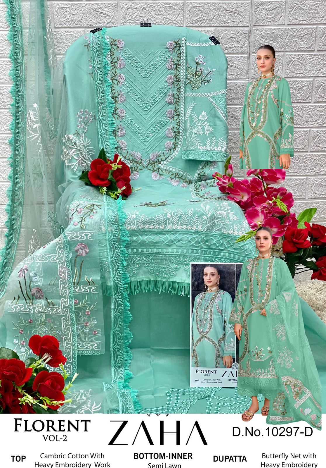 Ynf Cotton Cambric KESH444 ZAHA-10297 Suits & Dresses Wholesale Embroidery Suits Cotton Suits Designer Suits Manufacturer