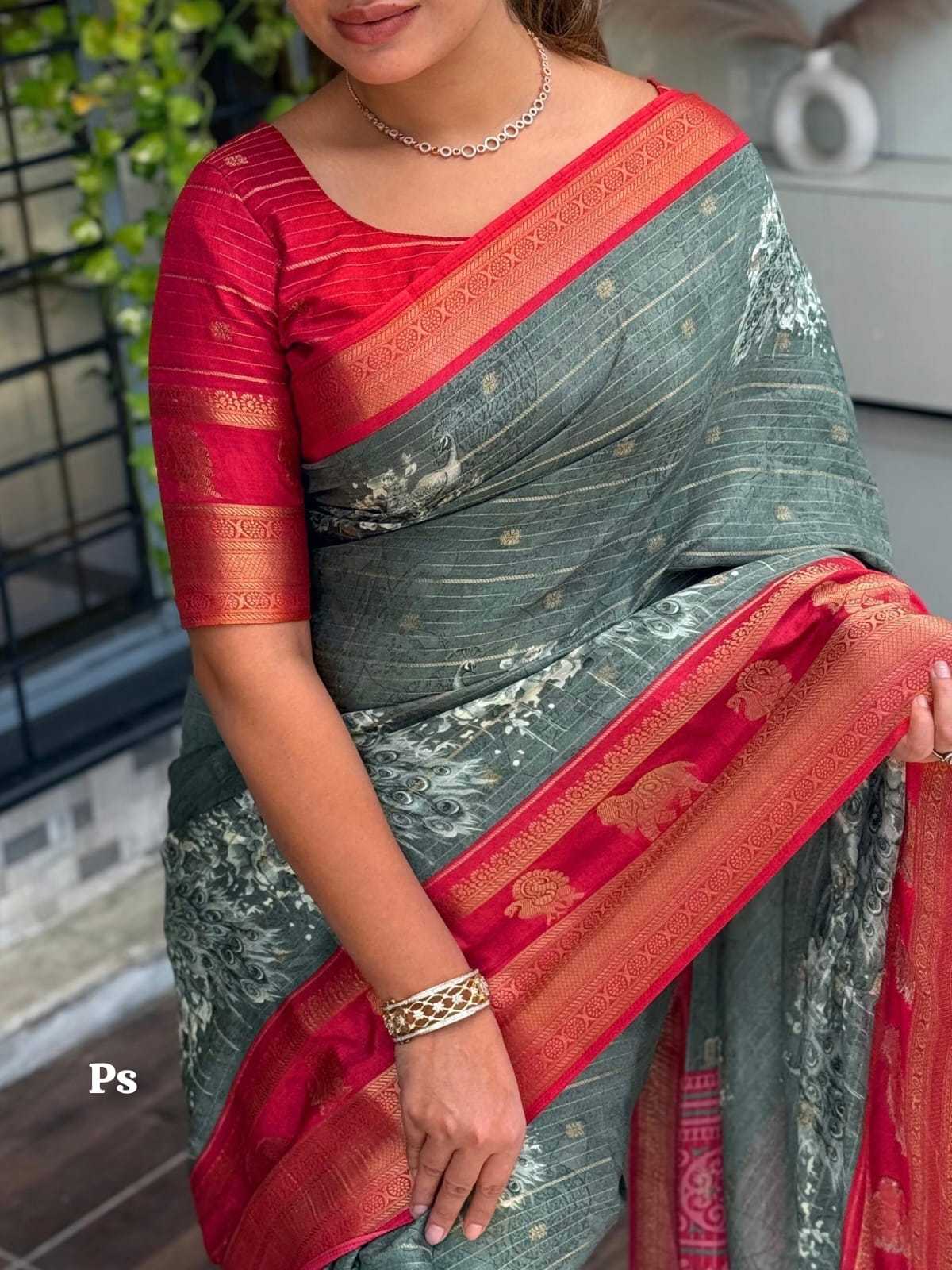 Ynf Cotton KESH500 Morni Sarees Wholesale Printed Sarees Zari Border Sarees Cotton Sarees Manufacturer