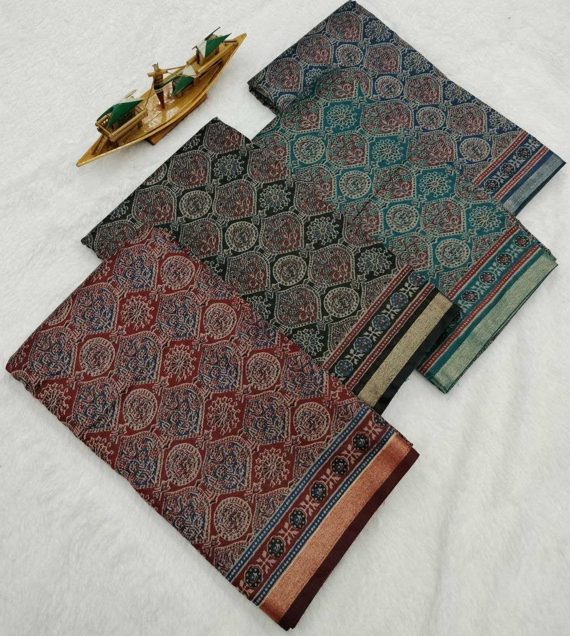 Ynf Cotton KESH525 COTTON AJRAKH Vol-2 Sarees Wholesale Ladies Sarees Ajrakh Sarees Zari Border Sarees Manufacturer