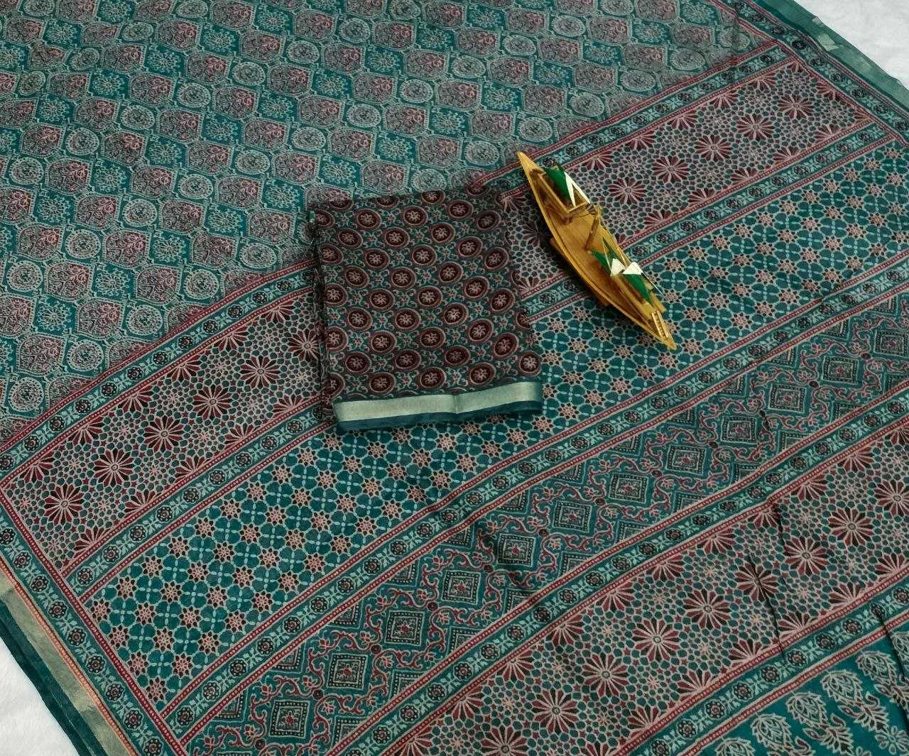 Ynf Cotton KESH525 COTTON AJRAKH Vol-2 Sarees Wholesale Ladies Sarees Ajrakh Sarees Zari Border Sarees Manufacturer