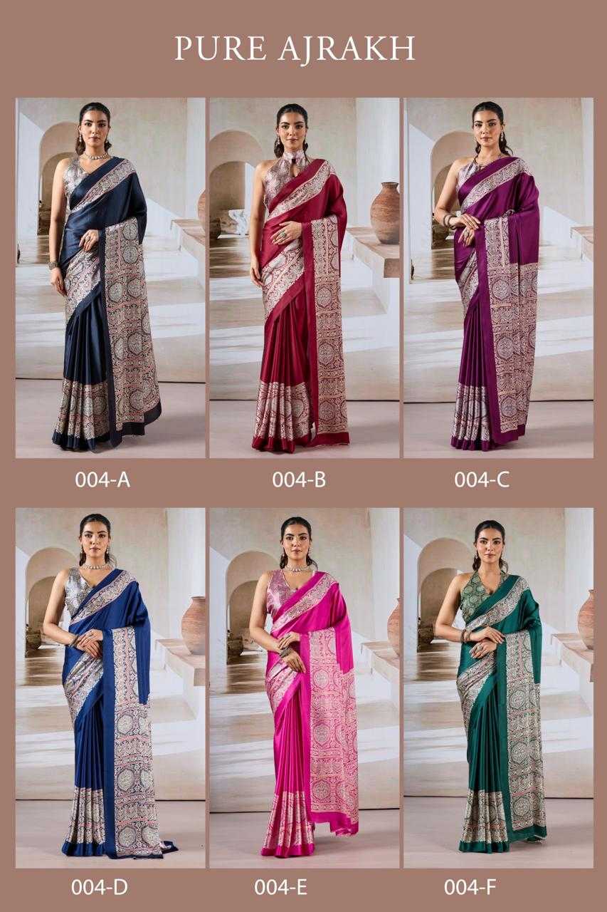 Ynf Crepe KESH519 Classic Sarees Wholesale Printed Sarees Crape Satin Sarees Ajrakh Sarees Manufacturer