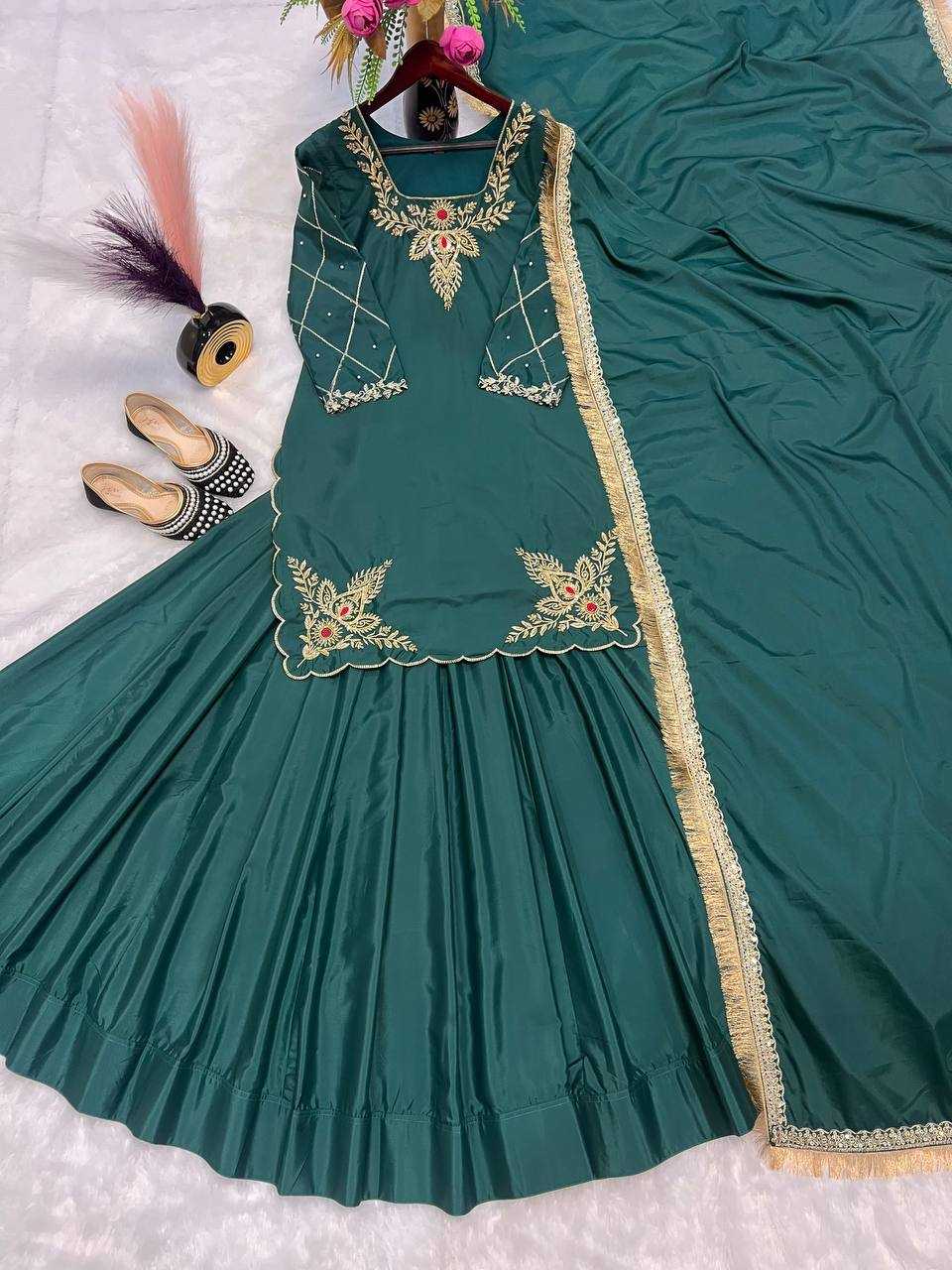 Ynf Crepe Silk KESH528 448 Suits & Dresses Wedding Collections Festive Collections Wholesale Embroidery Suits Ladies Silk Suit Zari Work Suit Manufacturer