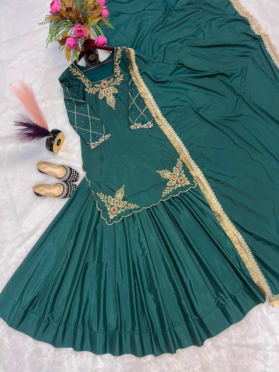 Ynf Crepe Silk KESH528 448 Suits & Dresses Wedding Collections Festive Collections Wholesale Embroidery Suits Ladies Silk Suit Zari Work Suit Manufacturer