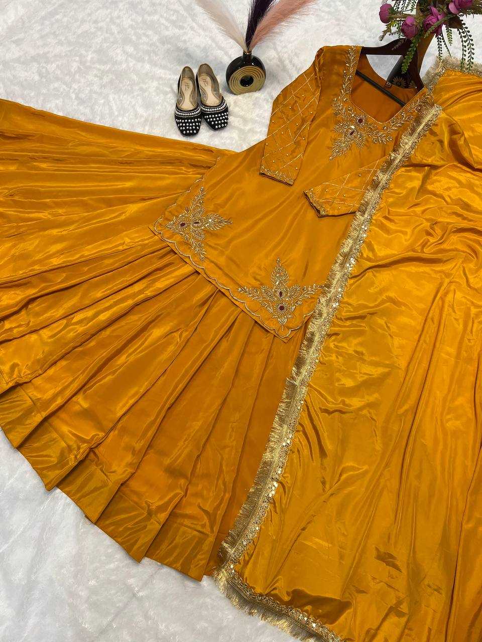 Ynf Crepe Silk KESH528 448 Suits & Dresses Wedding Collections Festive Collections Wholesale Embroidery Suits Ladies Silk Suit Zari Work Suit Manufacturer