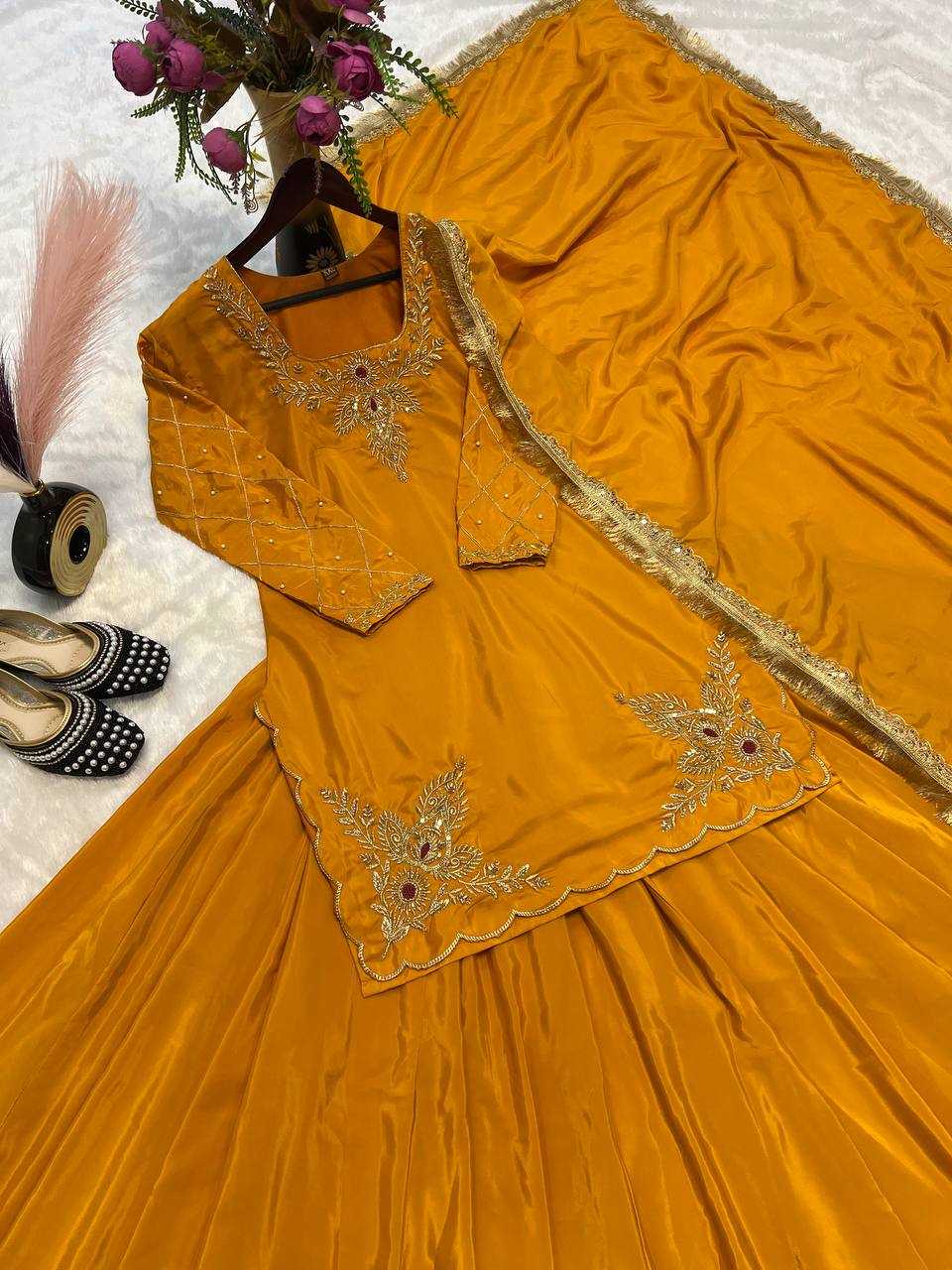 Ynf Crepe Silk KESH528 448 Suits & Dresses Wedding Collections Festive Collections Wholesale Embroidery Suits Ladies Silk Suit Zari Work Suit Manufacturer