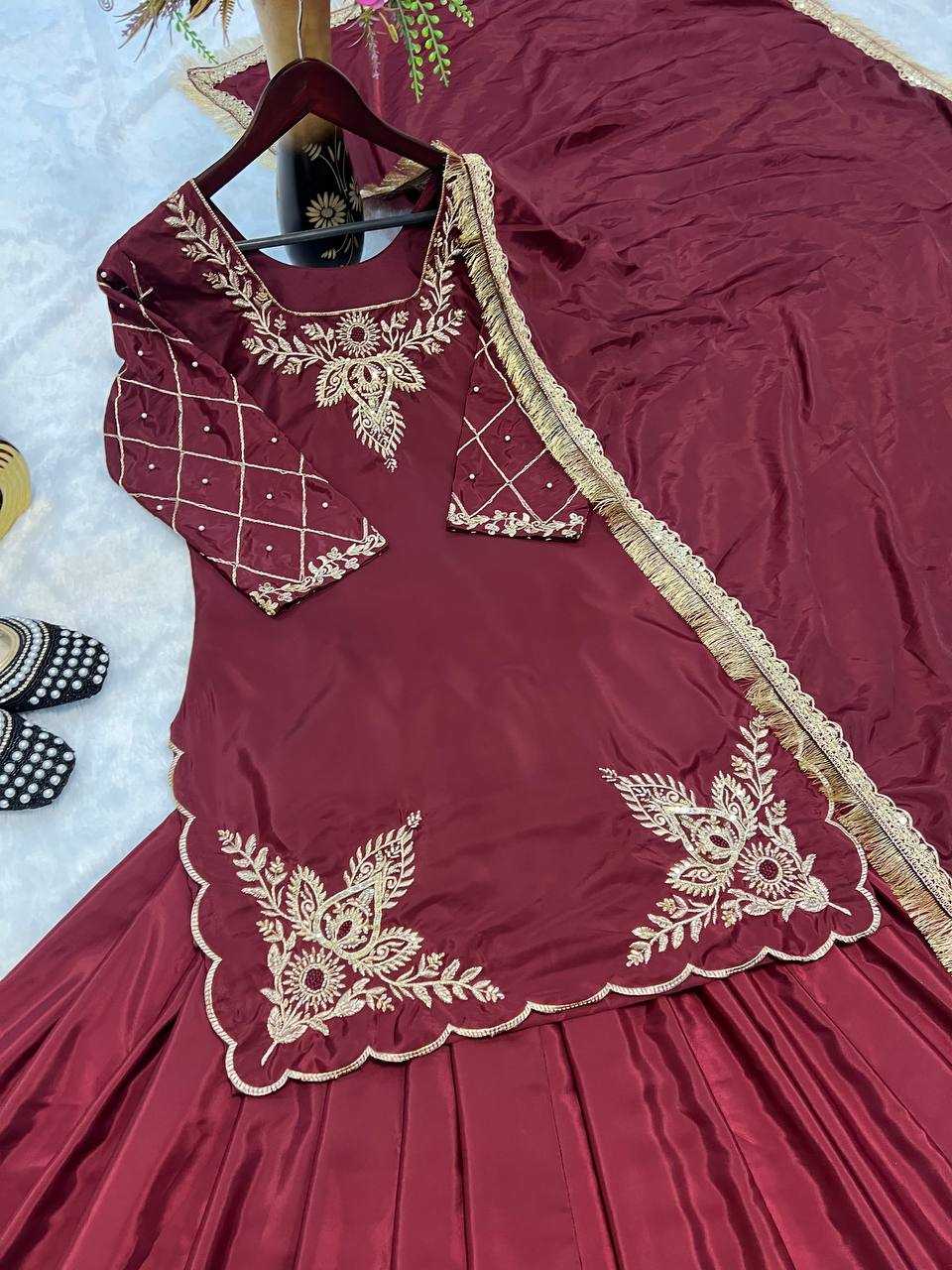 Ynf Crepe Silk KESH528 448 Suits & Dresses Wedding Collections Festive Collections Wholesale Embroidery Suits Ladies Silk Suit Zari Work Suit Manufacturer