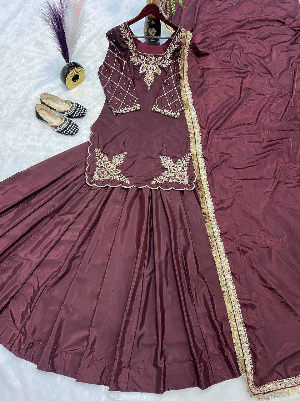 Ynf Crepe Silk KESH528 448 Suits & Dresses Wedding Collections Festive Collections Wholesale Embroidery Suits Ladies Silk Suit Zari Work Suit Manufacturer