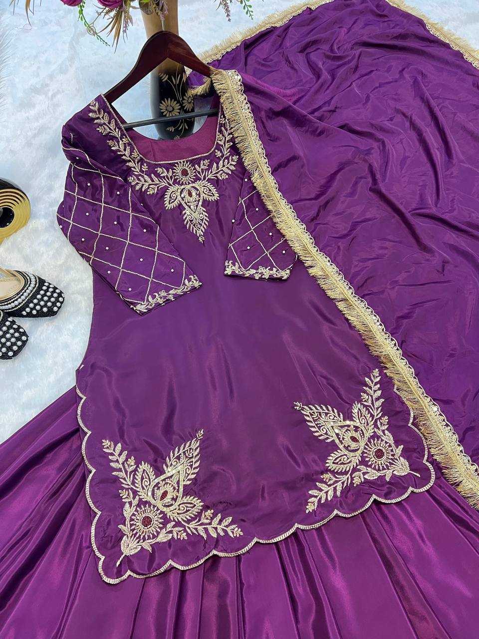 Ynf Crepe Silk KESH528 448 Suits & Dresses Wedding Collections Festive Collections Wholesale Embroidery Suits Ladies Silk Suit Zari Work Suit Manufacturer