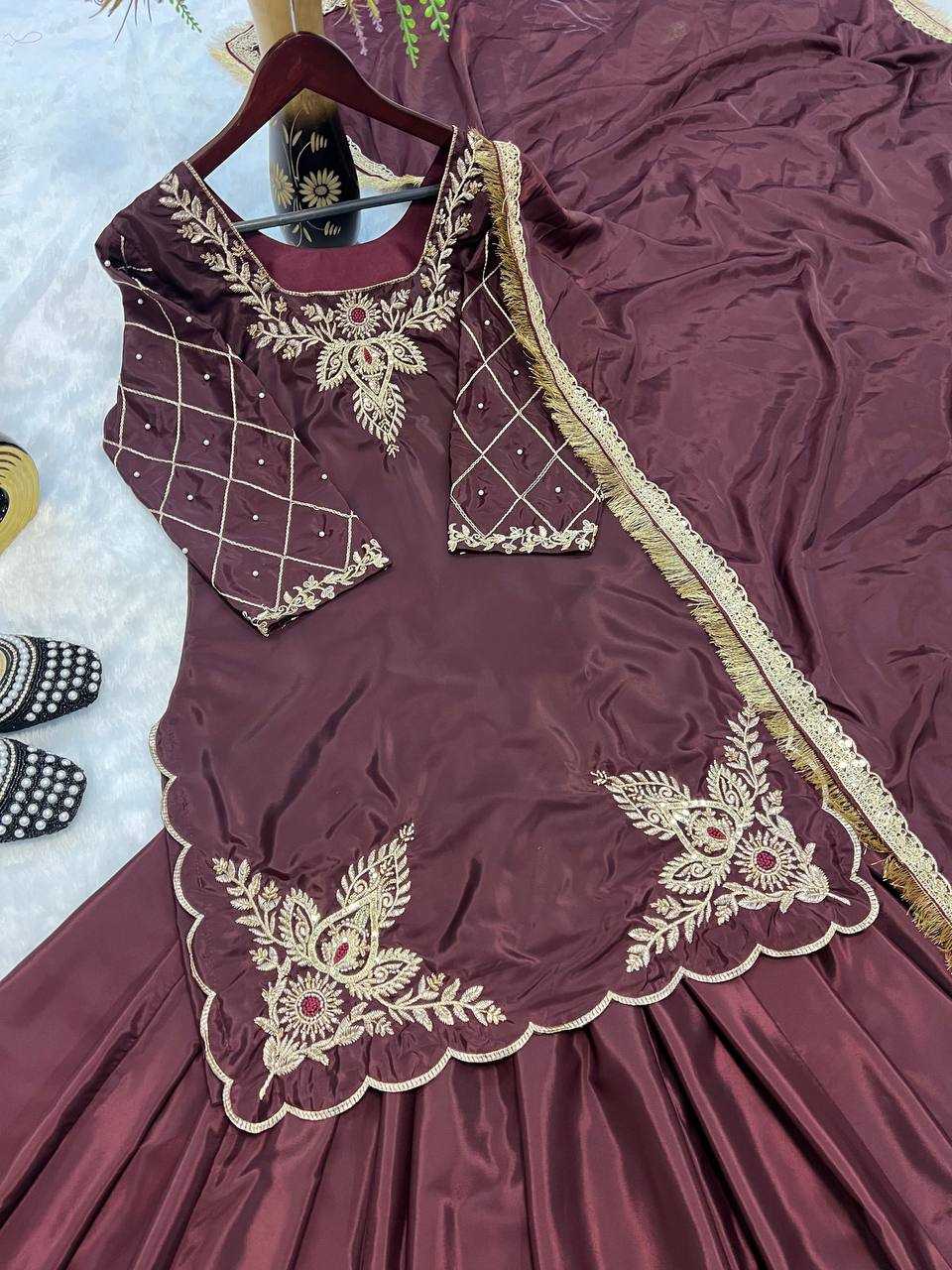 Ynf Crepe Silk KESH528 448 Suits & Dresses Wedding Collections Festive Collections Wholesale Embroidery Suits Ladies Silk Suit Zari Work Suit Manufacturer