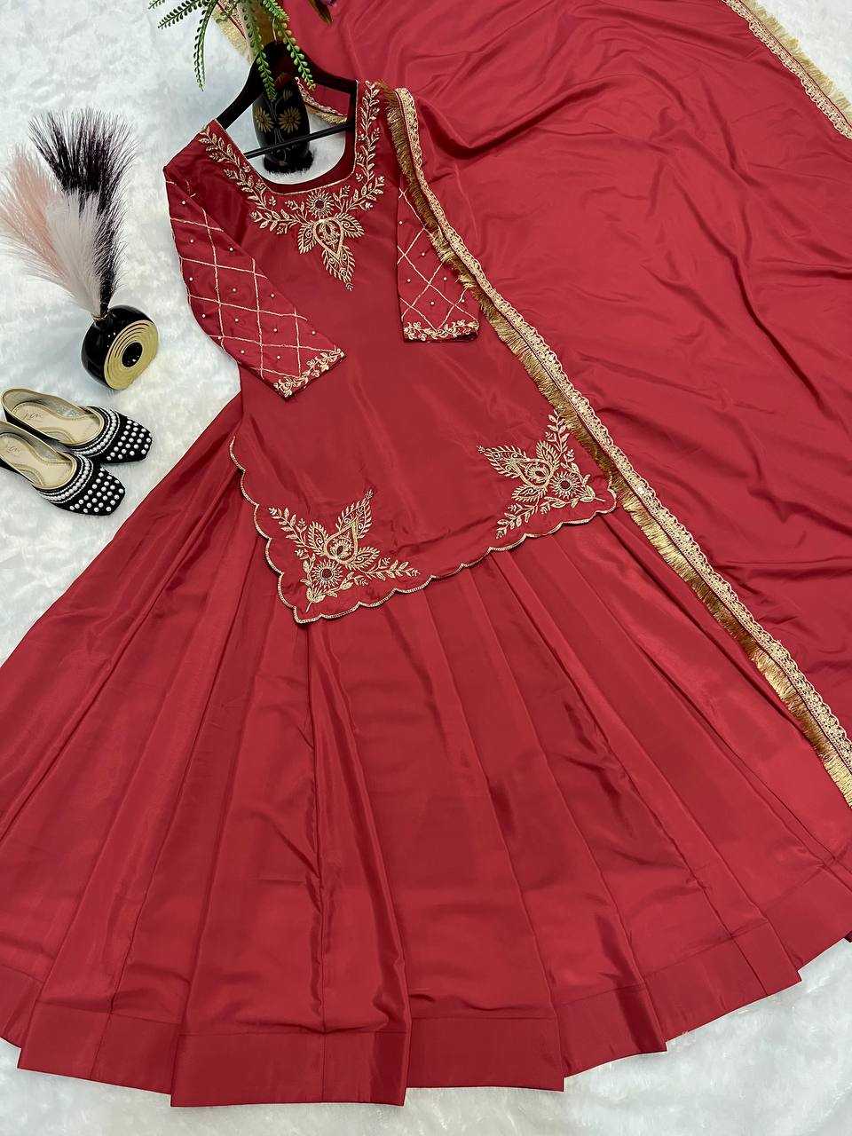Ynf Crepe Silk KESH528 448 Suits & Dresses Wedding Collections Festive Collections Wholesale Embroidery Suits Ladies Silk Suit Zari Work Suit Manufacturer