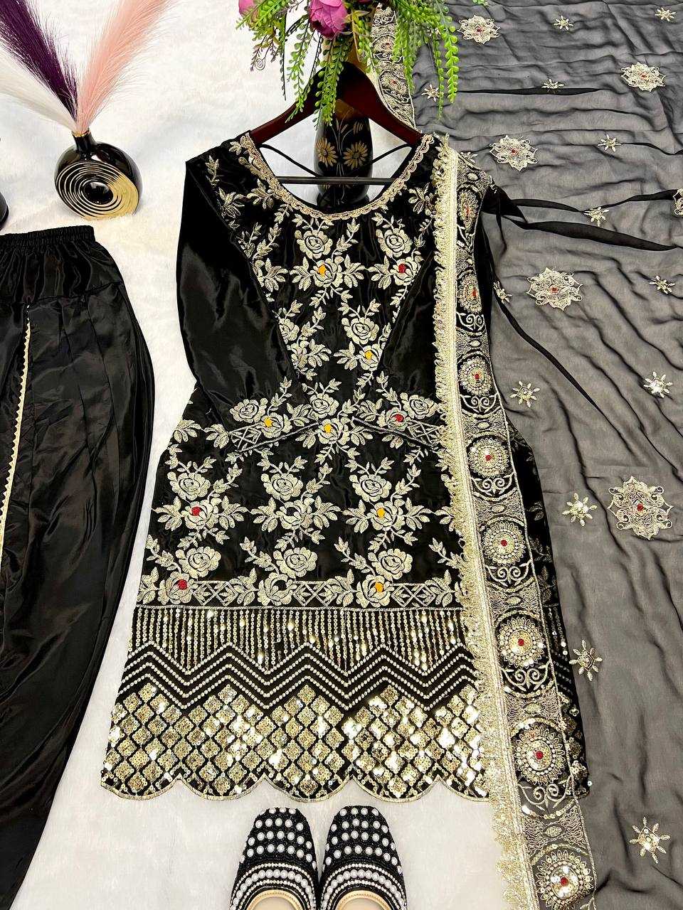 Ynf Crepe Silk KESH528 452 Suits & Dresses Wedding Collections Festive Collections Wholesale Embroidery Suits Dhoti Salwar Suit Wedding Outfits Manufacturer