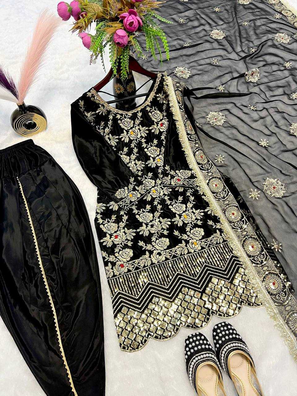 Ynf Crepe Silk KESH528 452 Suits & Dresses Wedding Collections Festive Collections Wholesale Embroidery Suits Dhoti Salwar Suit Wedding Outfits Manufacturer