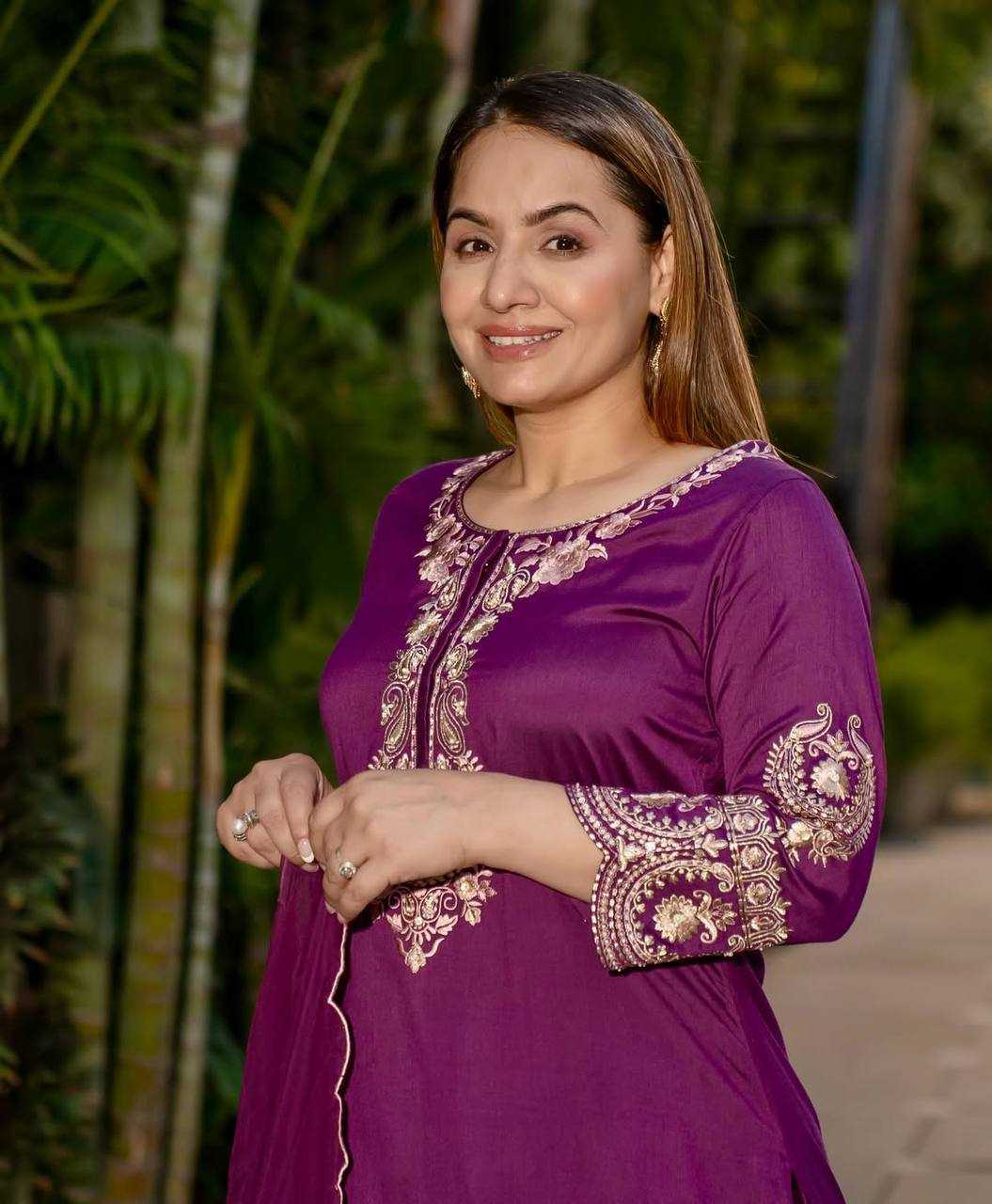 Ynf Crepe Silk KESH528 460 Suits & Dresses Wedding Collections Festive Collections Wholesale Sharara Salwar Suits Ladies Silk Suit Embroidered Suits Manufacturer