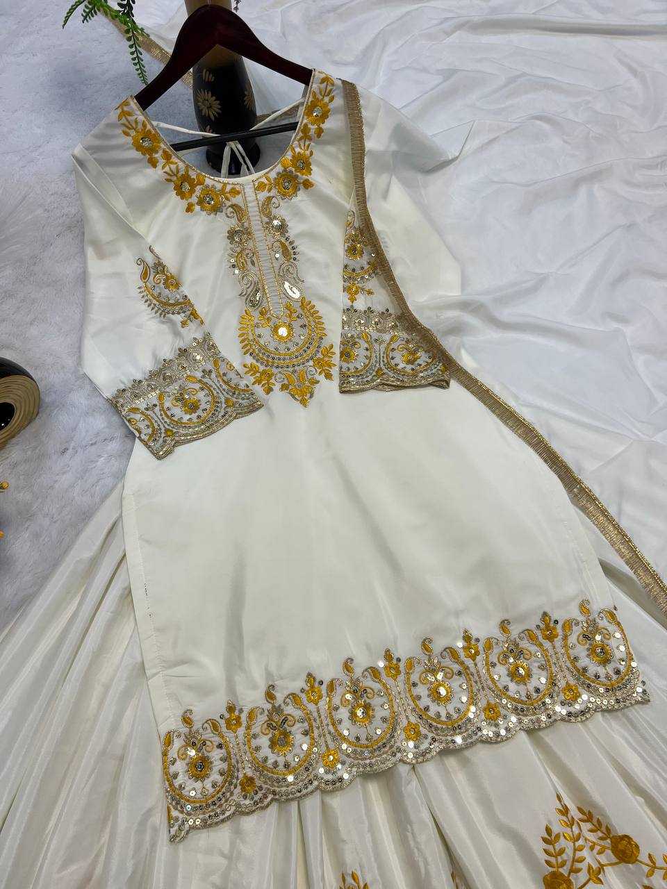 Ynf Crepe Silk KESH528 460 Suits & Dresses Wedding Collections Festive Collections Wholesale Sharara Salwar Suits Ladies Silk Suit Embroidered Suits Manufacturer